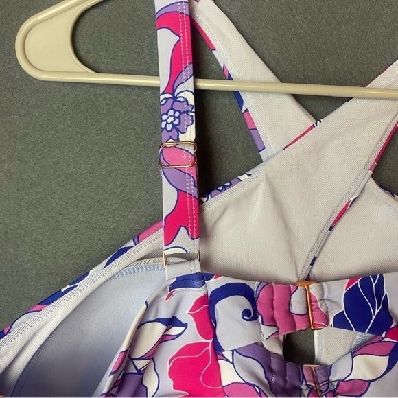 NEW Lysa Plus size 0X "Kylie" swimsuit Floral Keyhole Halter One-Piece Swimsuit - Picture 8 of 10